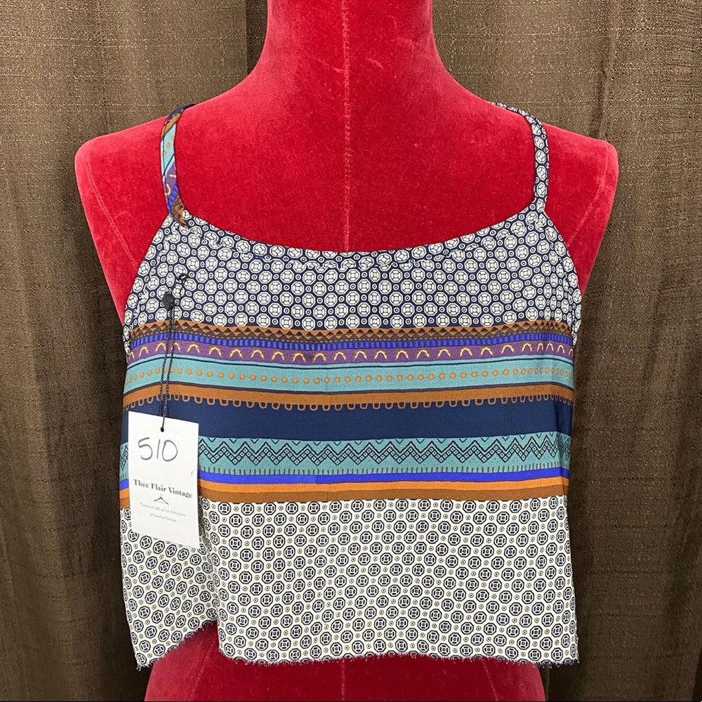 Psychedelic Trippy Geometry Pattern Flowy Crop Top - image 1